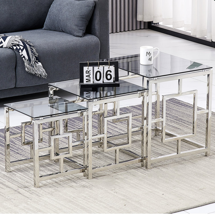 Glass and silver nest of deals tables